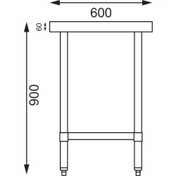 Table en inox avec étagère 60x60 cm