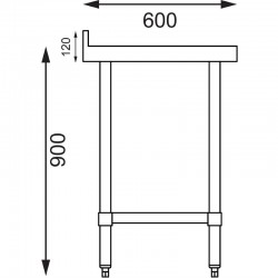 Table en inox avec étagère 60x60 cm