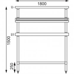 Table en inox avec étagères pour bacs gastro en 1m20 ou 1m80