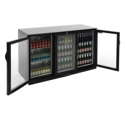 Réfrigérateur bar avec 3 portes battantes en verre, 320 litres, +1°/+10°c -  Virtus group - Arrières de Bar - référence 9976C - Stock-Direct CHR