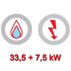 Fourneau à gaz 6 feux sur four (33,5 kW) + Four électrique statique (7,5 kW)